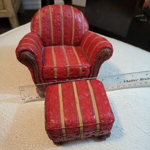 Vintage Red Striped Armchair Miniature
